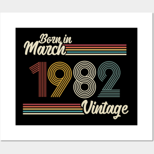 Vintage Born in March 1982 Posters and Art